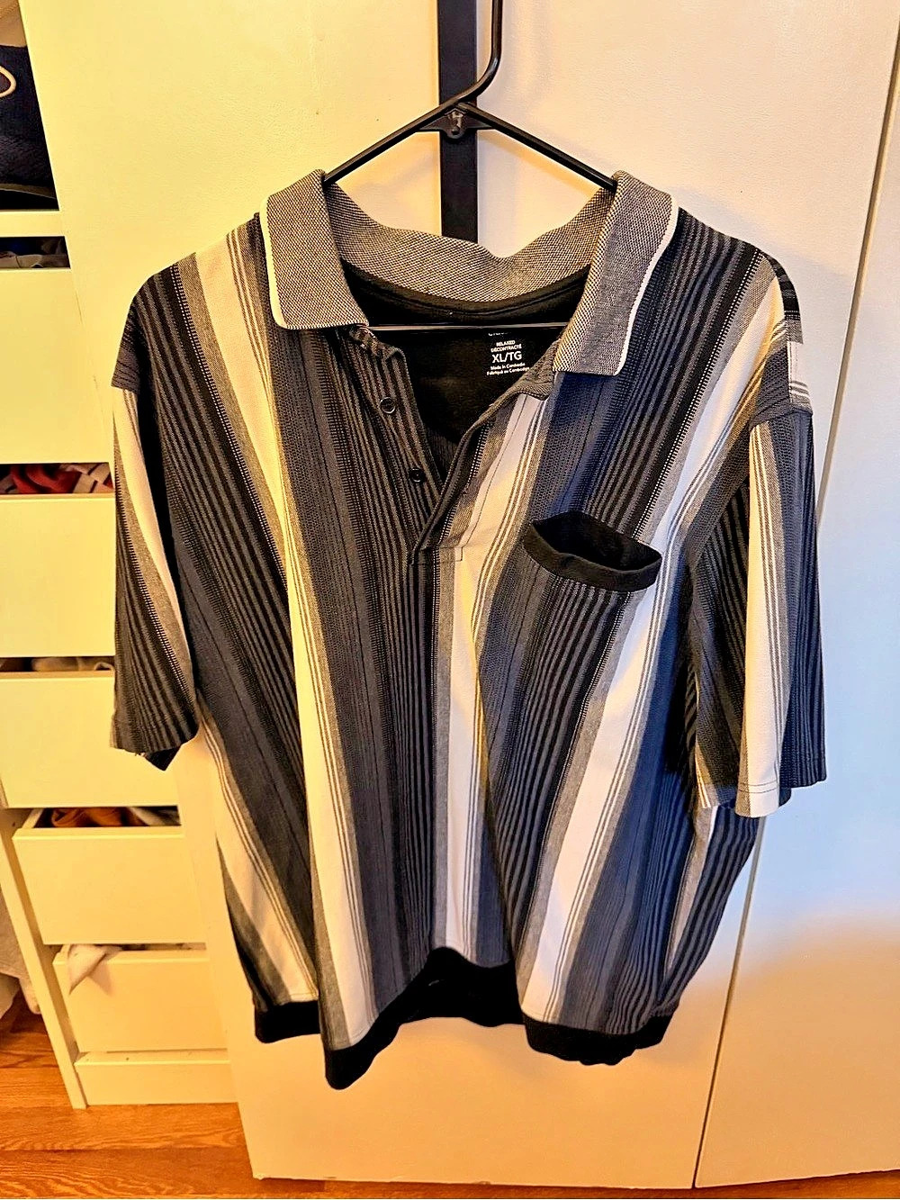 Striped Short Sleeve vintage navy and white polo